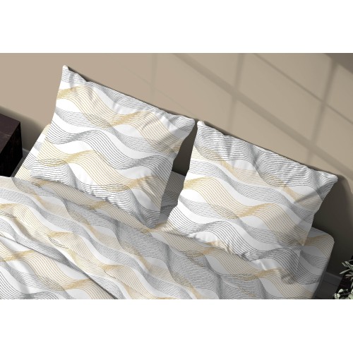 COMPLETO lenzuolo Invernale Felpate in FLANELLA Anti-Pilling CURVE Oro in Puro Cotone