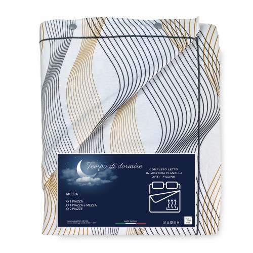 SET Winter sheet Fleece in CURVE gold anti-pilling FLANNEL in pure cotton