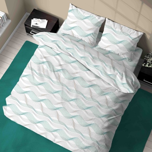 Drap d’hiver COMPLET Polaire en flanelle anti-boulochage CURVE vert en pur coton