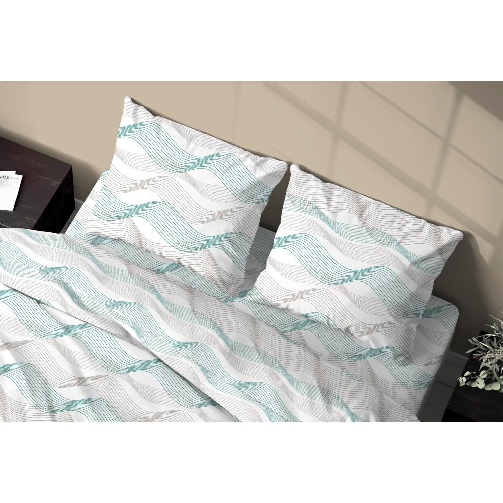 SET Sábana de invierno Vellón en CURVE verde franela anti-pilling en puro algodón