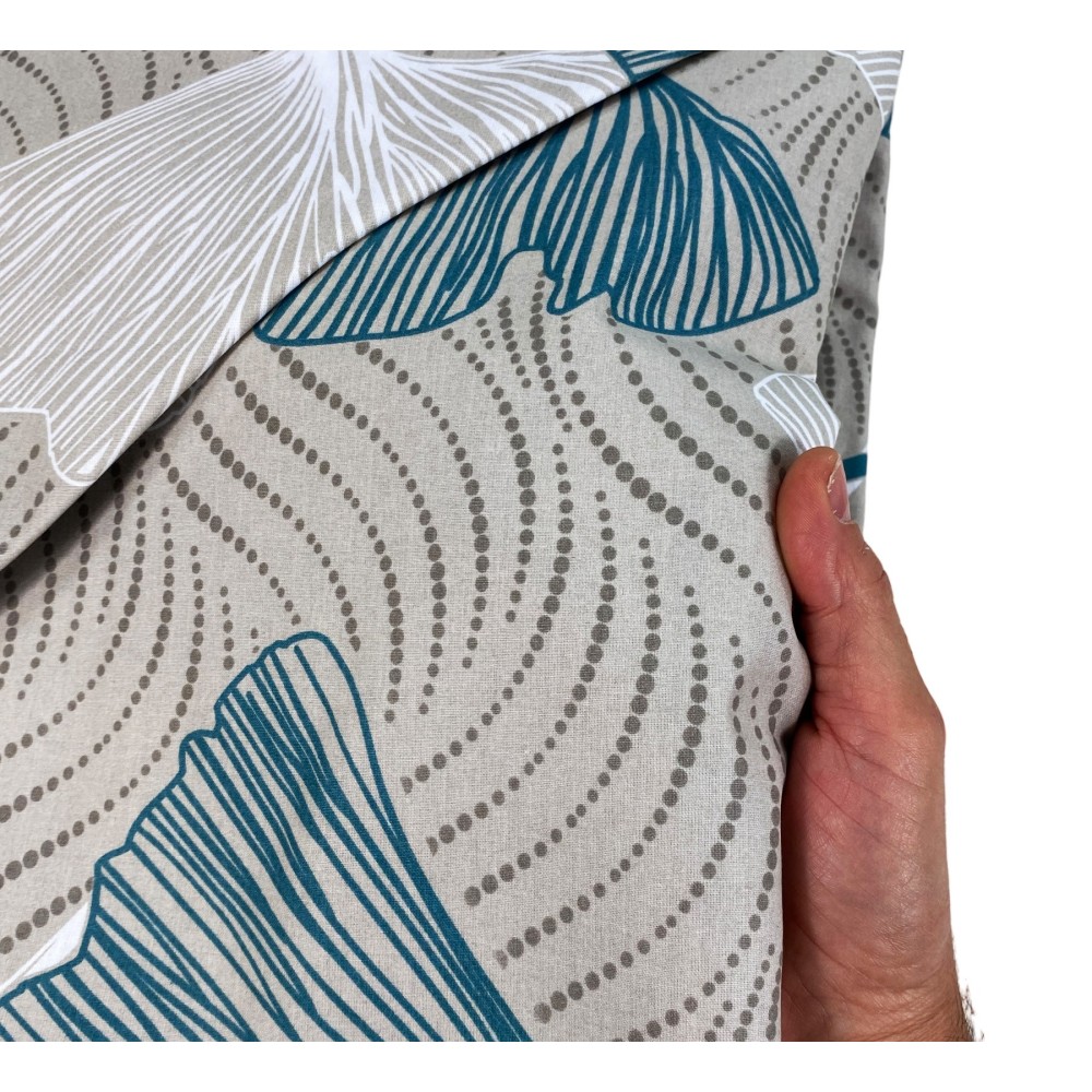 SET Winter sheet Fleece in anti-pilling FLANNEL Green petals in pure cotton