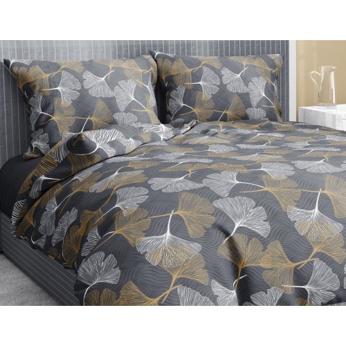 Completo Lenzuola Invernale Flanella Petali Oro - Puro Cotone Felpato Anti-Pilling - Made in Italy