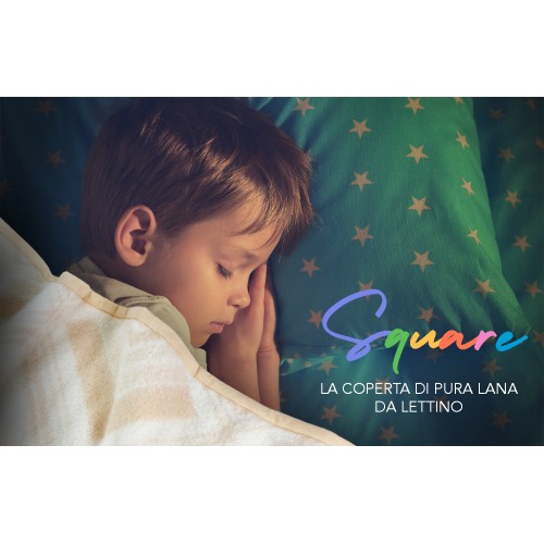 SQUARE BLANKET Children in real Pure WOOL for COT soft and Warm Natural color