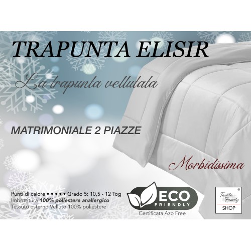 TRAPUNTA Piumone in Soffice Velluto NERO Effetto Piuma 2 Piazze Matrimoniale ELISIR