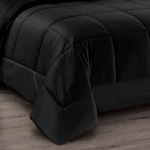 QUILT Duvet in soft BLACK velvet with feather effect 2 squares double ELISIR