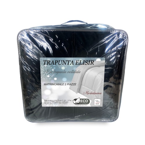 QUILT Duvet in soft BLACK velvet with feather effect 2 squares double ELISIR