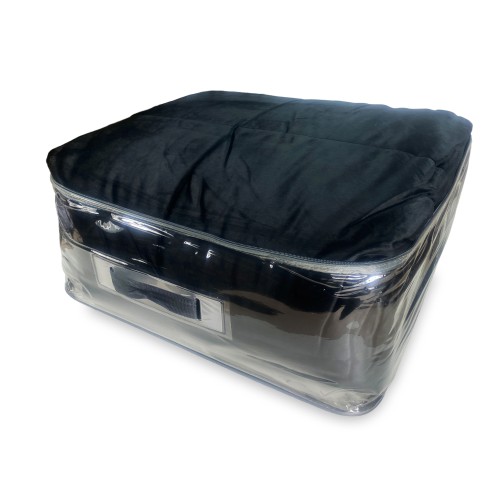 QUILT Duvet in soft BLACK velvet with feather effect 2 squares double ELISIR