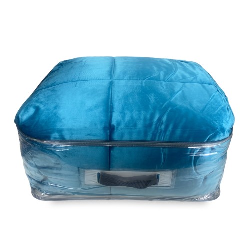 COUETTE Couette en Velours Doux BLEU PÉTROLE Effet Plume 2 Lits Doubles ELISIR