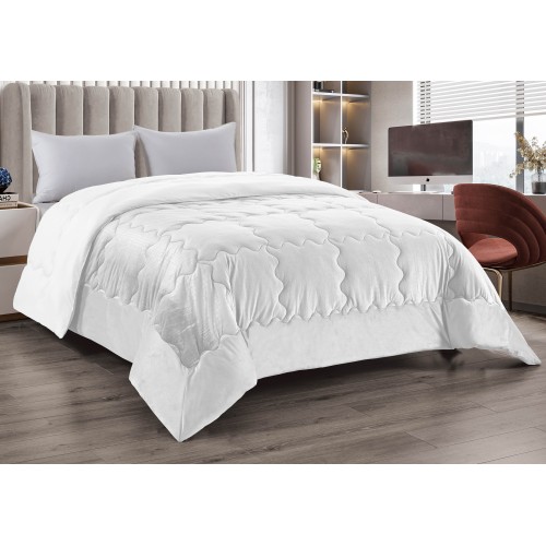 COUETTE Couette en velours doux effet plume IVOIRE 2 lits doubles ELISIR Jacquard