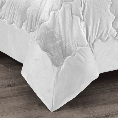 QUILT Bettdecke aus weichem elfenbeinfarbenem Samt mit Federeffekt 2 Quadrate doppelter ELISIR Jacquard