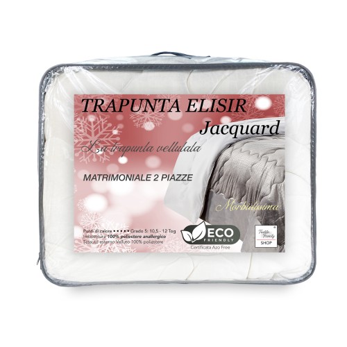 COUETTE Couette en velours doux effet plume IVOIRE 2 lits doubles ELISIR Jacquard