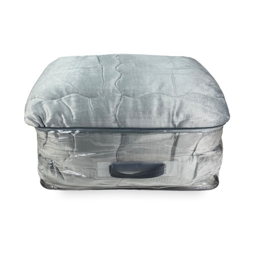 QUILT Duvet in soft GREY velvet feather effect 2 squares double ELISIR jacquard