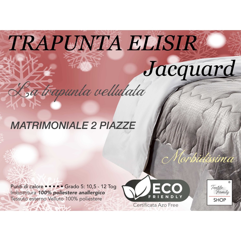 QUILT Duvet in soft GREY velvet feather effect 2 squares double ELISIR jacquard