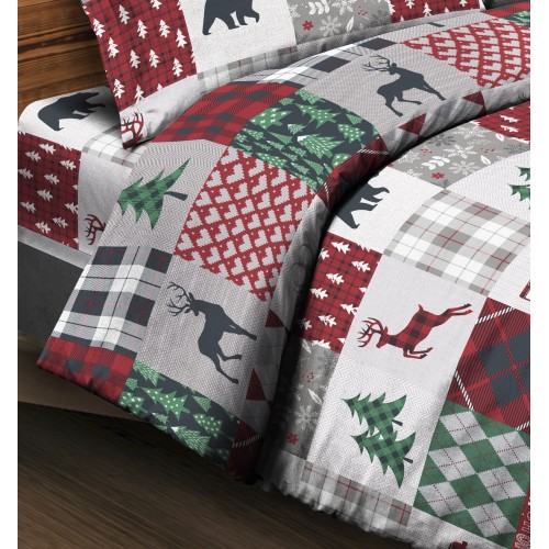 SET Winter Sheet Fleece in TYROL Anti-Pilling FLANELL abstrakt aus reiner Baumwolle