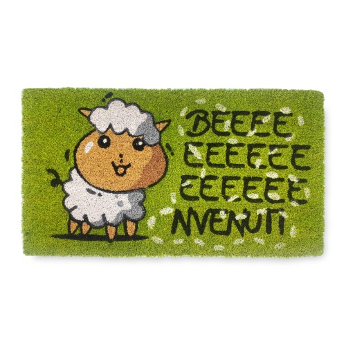 RUG Natural Coconut Doormat with SHEEP WELCOME