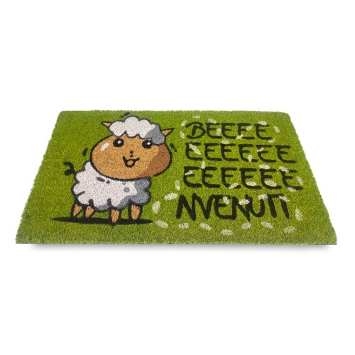 TAPIS paillasson en noix de coco naturelle avec mouton WELCOME