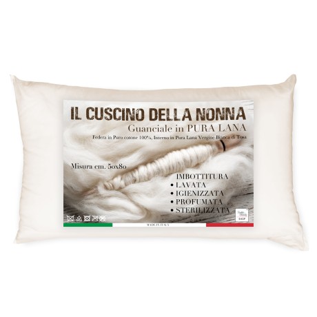 coussin de lit en pure laine fabriqué en Italie