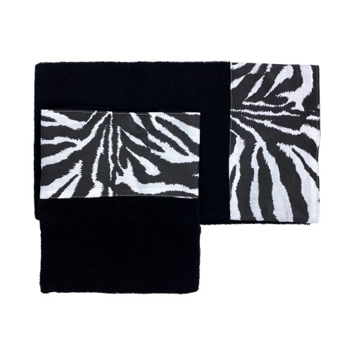 TOWEL SET 1+1 FACE & Guest ZEBRA white BLACK