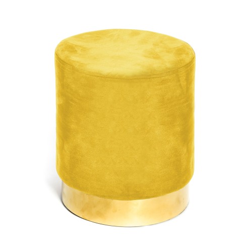 POUF Poggiapiedi Cilindro VELVET in Velluto Unito Senape