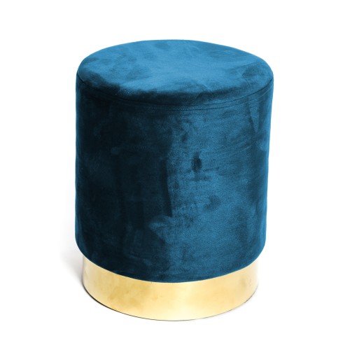 POUF Poggiapiedi Cilindro VELVET in Velluto Unito Blu