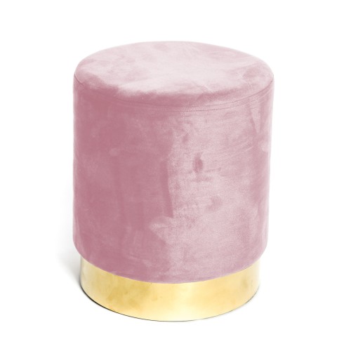 Pouf repose-pieds Cilindro VELVET en velours uni rose