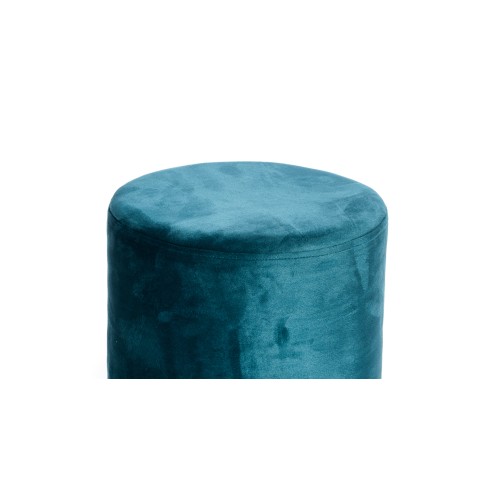 VELVET Repose-pieds cylindrique POUF en velours uni pétrole