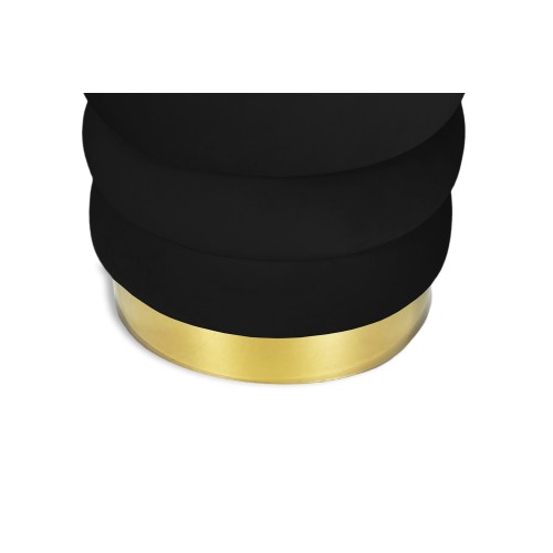 POUF Poggiapiedi Cilindro VELVET Trapuntato in Velluto Unito Nero