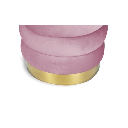 Repose-pieds Cilindro VELVET matelassé en velours uni rose