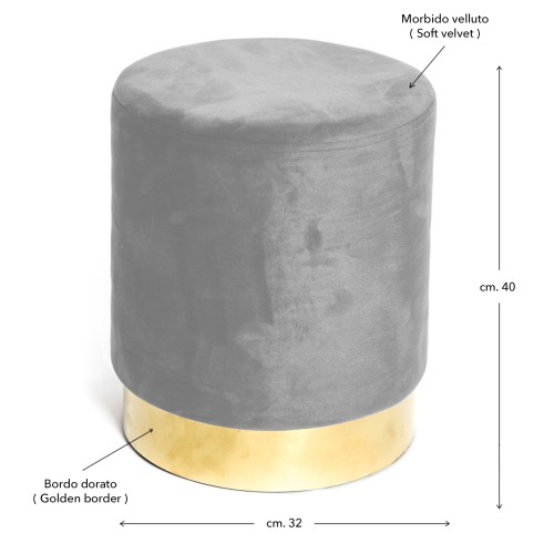 POUF Poggiapiedi Cilindro VELVET in Velluto Unito Senape