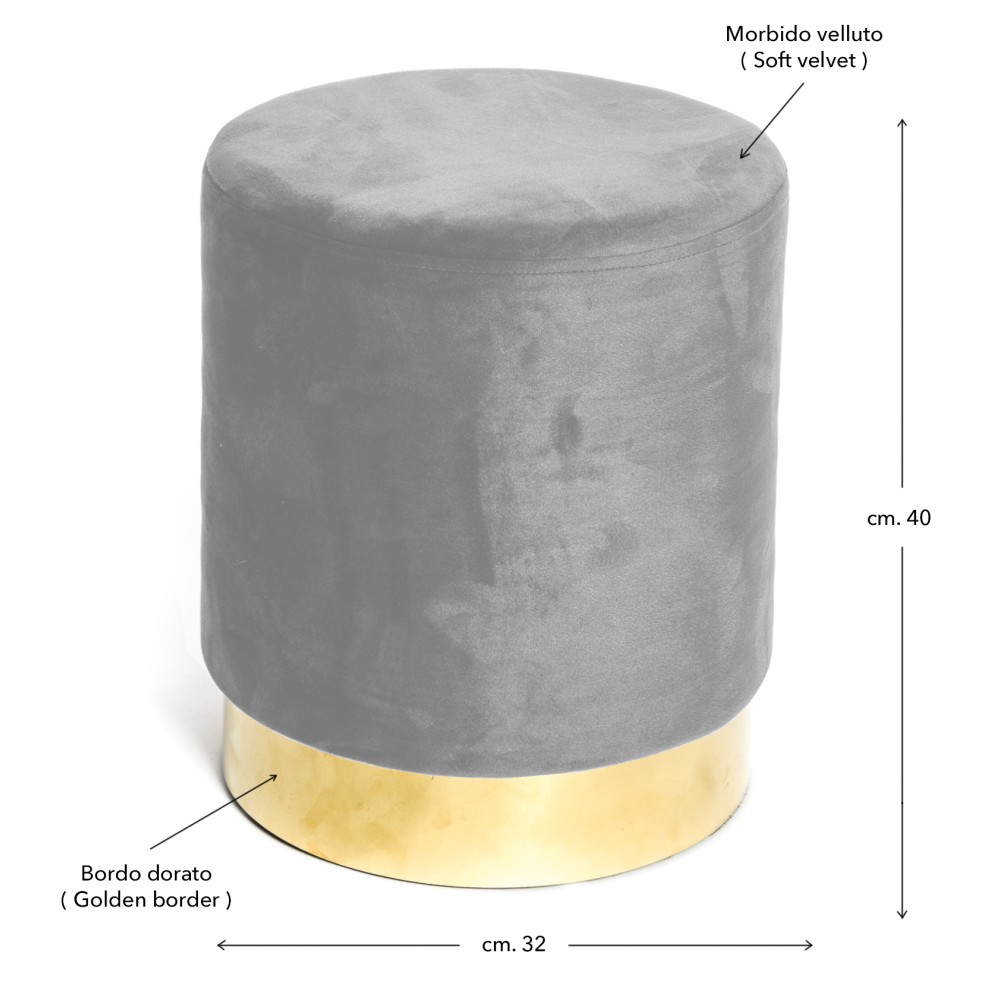 VELVET Repose-pieds cylindrique POUF en velours uni pétrole