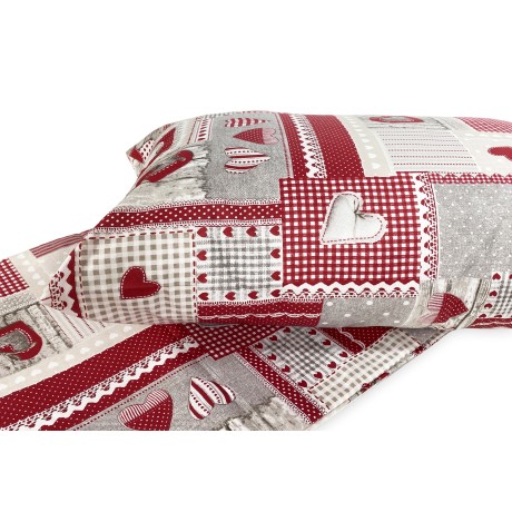 Funda nórdica tirolesa con corazones de aprica burdeos