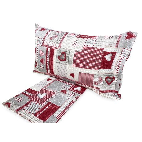 Copripiumino tirolese cuori aprica bordeaux