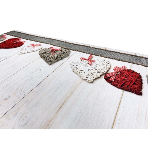 RUG Kitchen Runner Rutschfester Läufer HEARTS SHABBY made in Italy