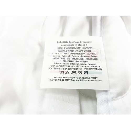 IGNIFUGE D’HIVER SYNTHÉTIQUE DUVET IGNIFUGE Fabriqué en Italie APPROUVÉ