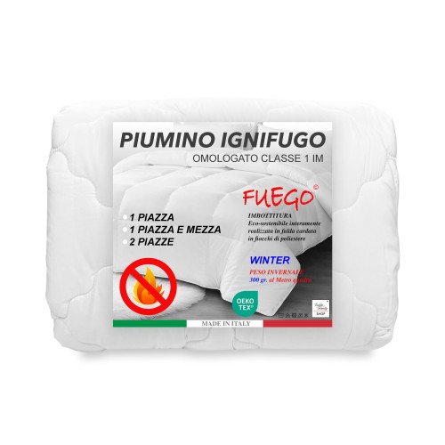 piumino letto ignifugo antifiamma certificato e omologato