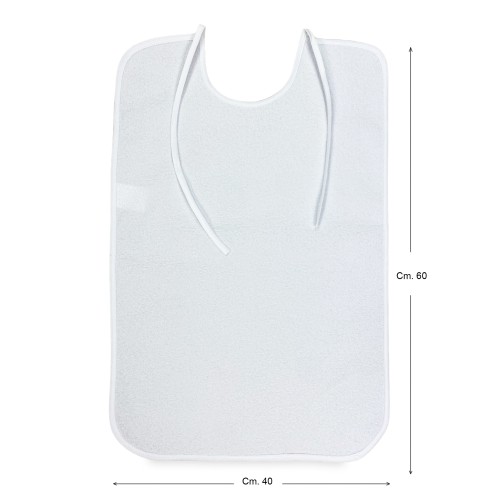 SET Weißes Lätzchen für ERWACHSENE Wasserdichter REMO-Knebel © mit schmutzabweisenden Schnürsenkeln