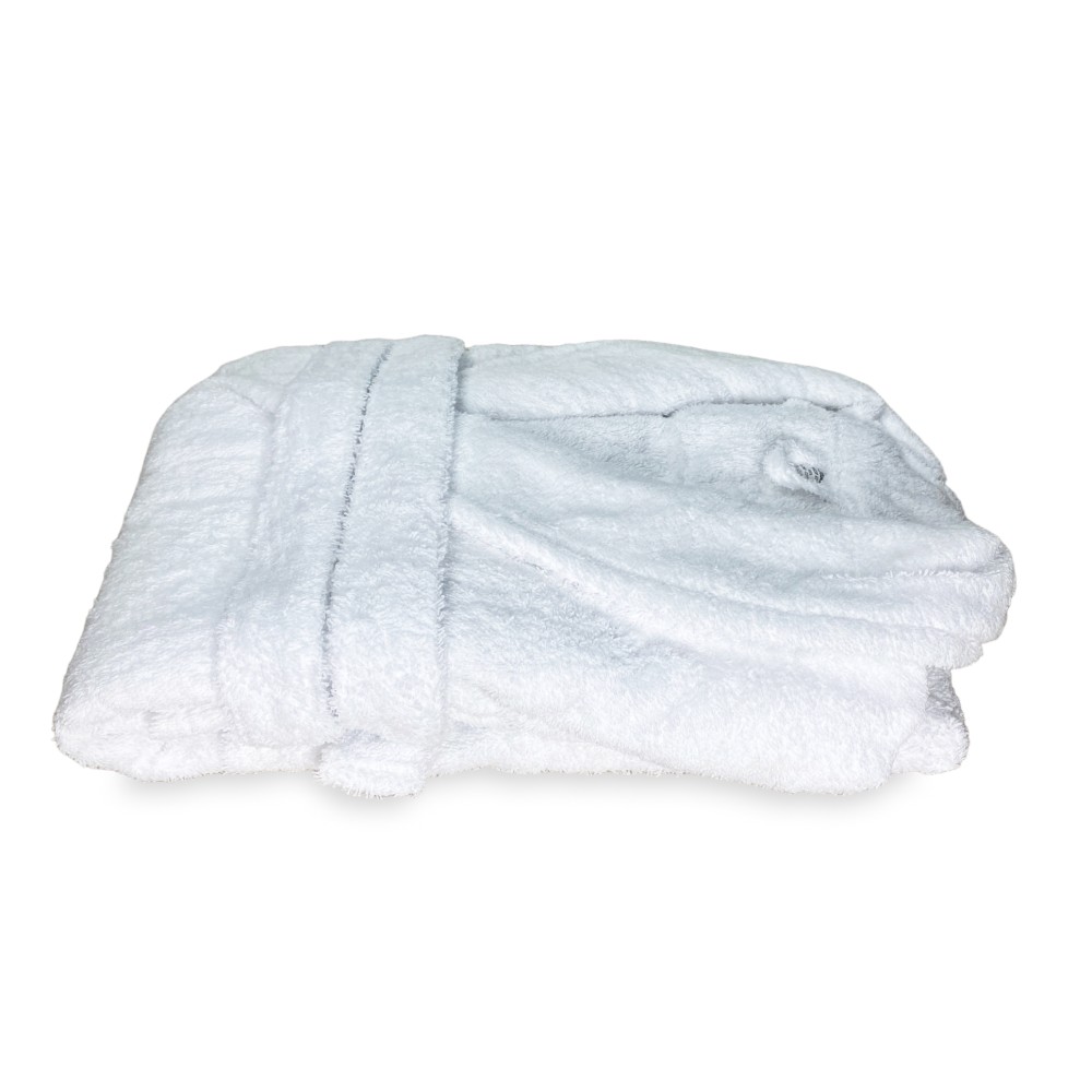 WEISSER Frottee-Bademantel ohne Kapuze aus reiner Baumwolle, hergestellt in Italien