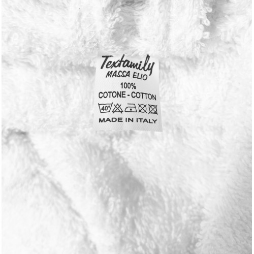 WHITE hoodless shawl terry robe in pure cotton made in Italy