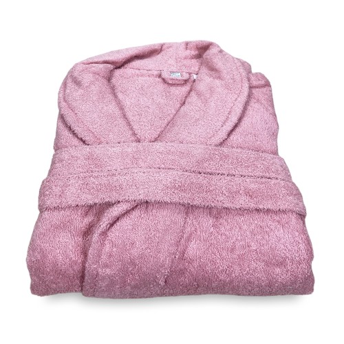 Peignoir éponge châle sans capuche ROSE en pur coton fabriqué en Italie