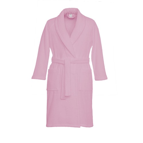 PINK hoodless shawl terry robe in pure cotton made in Italy