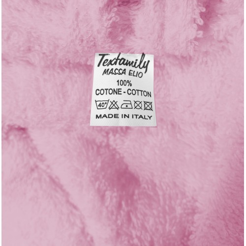 PINK hoodless shawl terry robe in pure cotton made in Italy