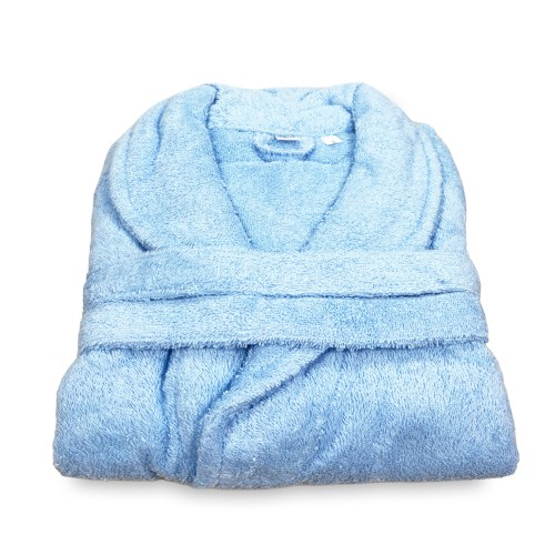 ACCAPPATOIO in Spugna a SCIALLE Senza Cappuccio AZZURRO in Puro Cotone Made in Italy