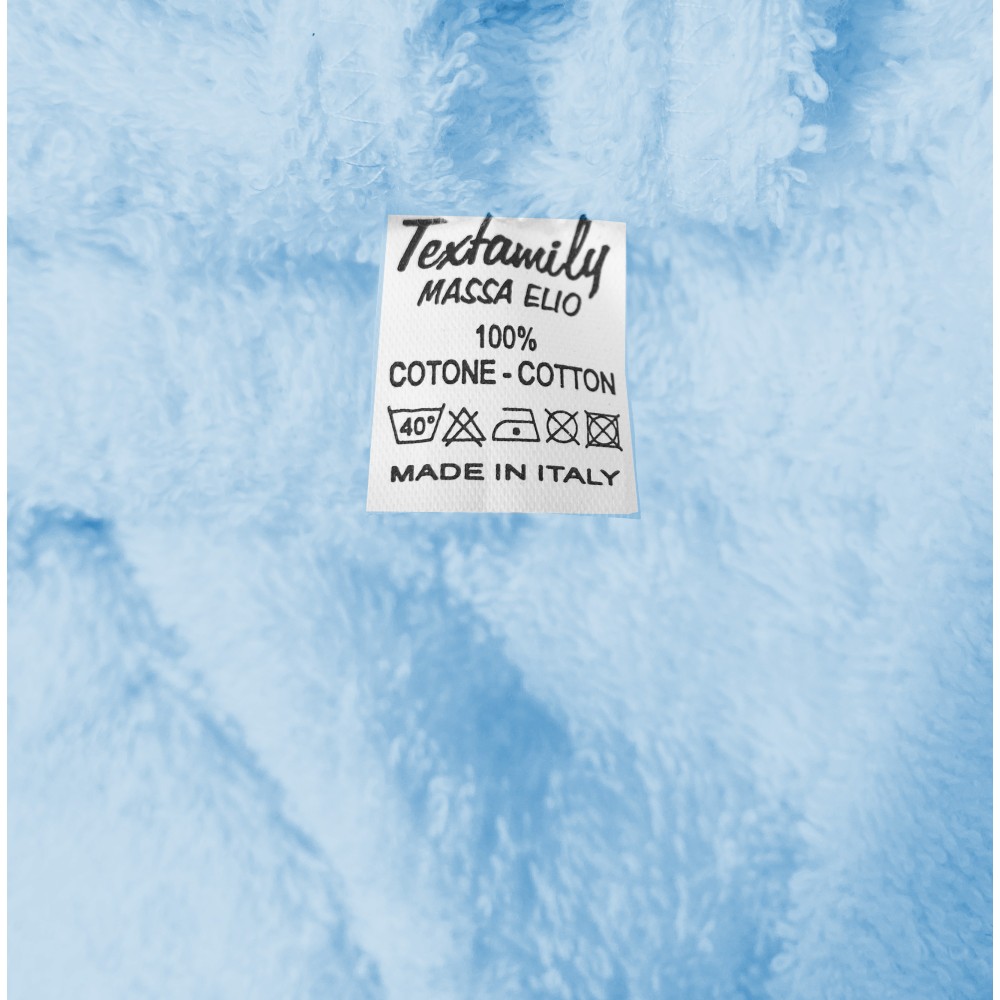 BLUE hoodless shawl terry robe in pure cotton made in Italy