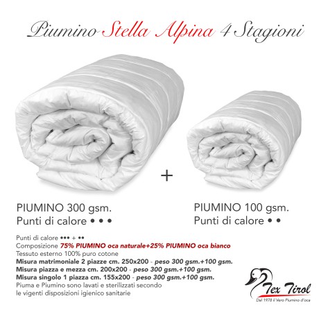 piumino 4 stagioni in puro piumino oca