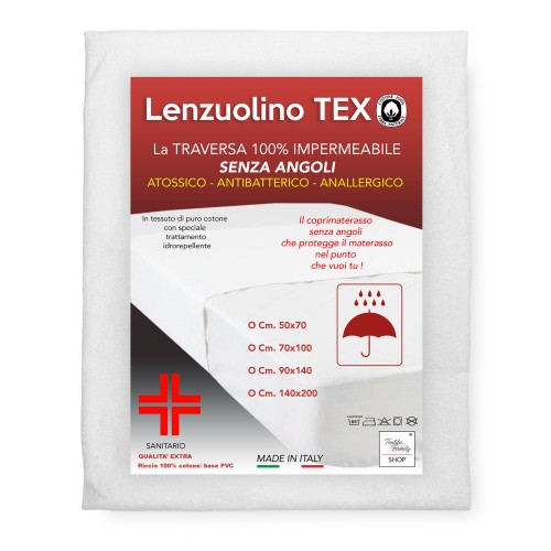 Coprimaterasso IMPERMEABILE PVC Lenzuolino TEX Senza Angoli