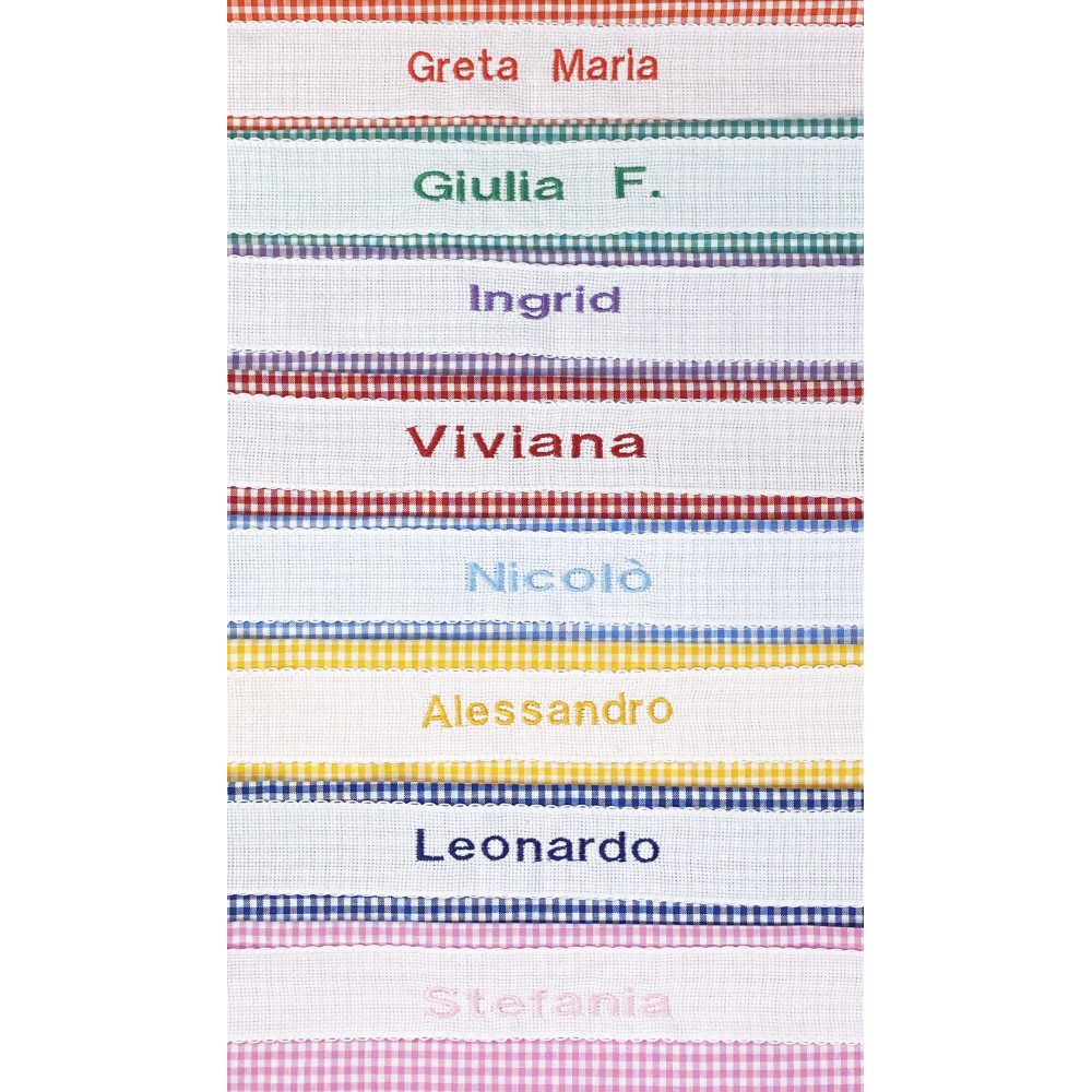 Brodé et personnalisé sac de maternelle taille Cm. 34x48 en carrés