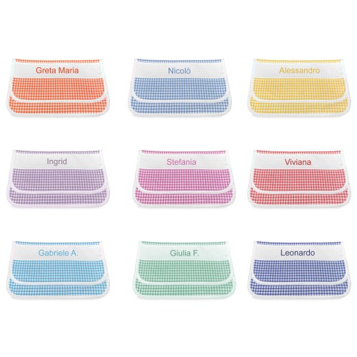 EMBROIDERED and PERSONALIZED CHECKERED KINDERGARTEN SACHET