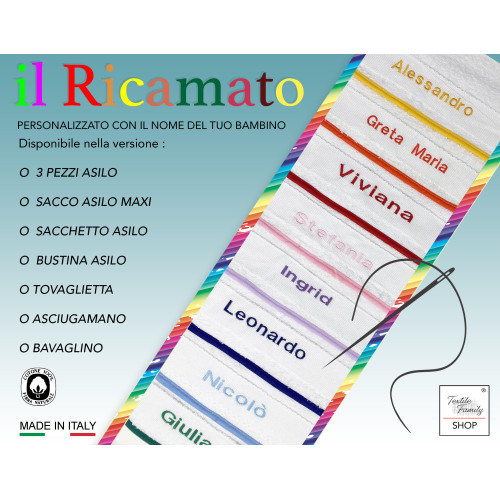 FRED ASILO HANDTUCH eingefasst in EINFARBIG Bestickt und personalisiert mit Namen