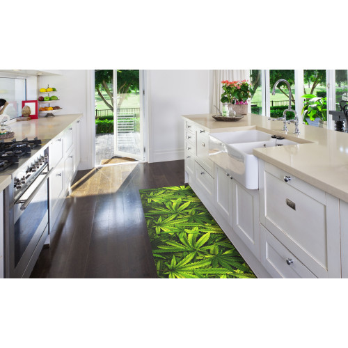 TAPIS CUISINE chemin de table Tapis antidérapant Green Leaves Marijuana Made in Italy
