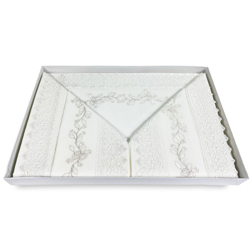 SHEET with MACRAMÉ lace cream DOUBLE Made in Italy BRIDAL IDEA